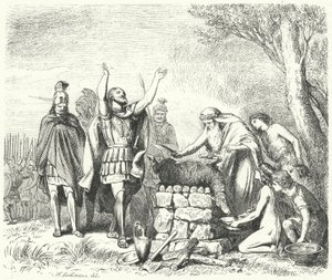 Pausanias áldozatot hozott az isteneknek a plataiai csata előtt, ie 479 (metszet) alkotó: Heinrich Leutemann