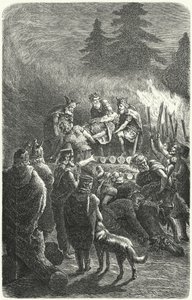 Suebi temetés az ókori Németországban (metszet) alkotó: Heinrich Leutemann