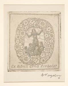 Könyvtábla: Ex Libris Erna Liebaldt alkotó: Heinrich Vogeler