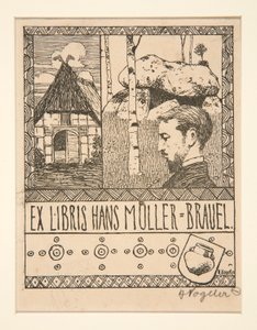 Könyvtábla: Ex Libris Hans Mueller-Brauel alkotó: Heinrich Vogeler