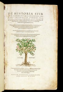 Címlap a "De Historia Stirpium Commentarii Insignes"-ból, Leonard Fuchs (1501-66), metszett Rodolphe Speckle (megh. 1550), megjelent 1542