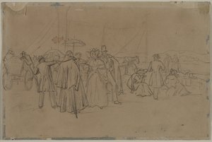 Rhine Steamer recto utasai, 1800-as évek második vagy harmadik negyede. alkotó: Heinrich von Mayr