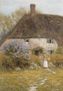Kentish Cottage (akvarell karcolással) alkotó: Helen Allingham