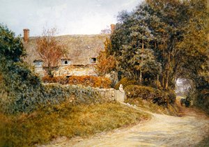 A galambok etetése (akvarell papíron) alkotó: Helen Allingham