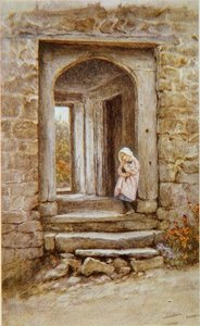 Lány cicával alkotó: Helen Allingham