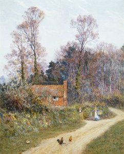 Egy Witley Lane-ben (akvarell karcolással) alkotó: Helen Allingham