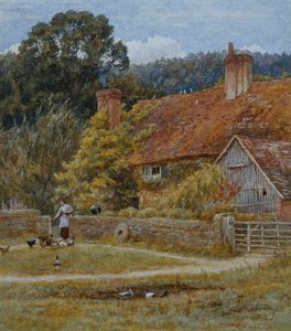 Netley Farm, Shere, Surrey (akvarell karcolással) alkotó: Helen Allingham