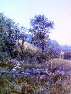 Virágot szedni a tó mellett alkotó: Helen Allingham