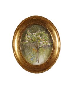 Rózsabokor és íriszek (akvarell papíron) alkotó: Helen Allingham