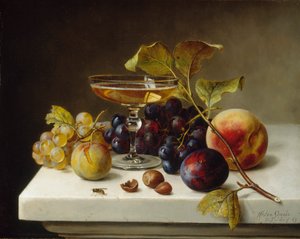 Csendélet gyümölccsel és pezsgővel, 1869. alkotó: Helen Searle