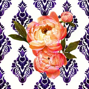 Peony on Delft, 2021 (akvarell) alkotó: Helen White
