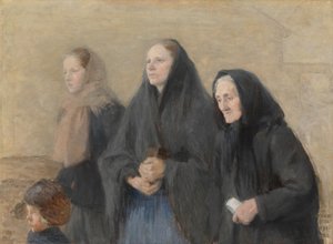 Templomba járók (húsvét reggelén) alkotó: Helene Schjerfbeck