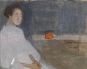 Jelmezes kép I (Narancsot tartó lány, a pék lánya) alkotó: Helene Schjerfbeck