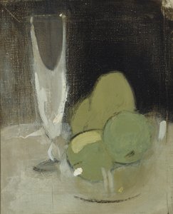 Zöld alma és pezsgőspohár, 1934. alkotó: Helene Schjerfbeck