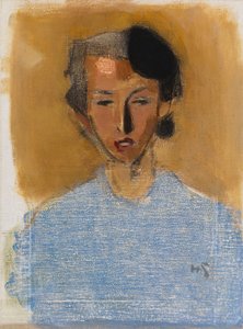 Kék és barna ruhás lány portréja (Inez) alkotó: Helene Schjerfbeck