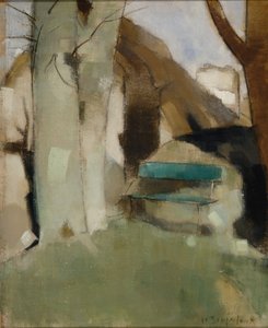 Árnyék a falon II (Zöld pad) alkotó: Helene Schjerfbeck