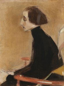 A varrónő, félalakos portré (A dolgozó nő) alkotó: Helene Schjerfbeck