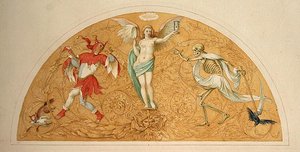 Tervezés belső dekorációhoz (grafit, toll és akvarell papíron) alkotó: Helwig Reinhard Hochapfel