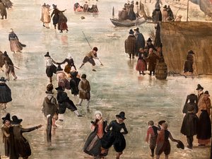 Holland: IJslandschap / Korcsolyázás Téli táj számos korcsolyázóval alkotó: Hendrick Avercamp