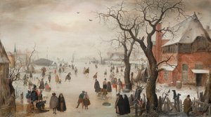 Holland: Téli táj korcsolyázókkal egy falu mellett Téli táj korcsolyázókkal egy falu mellett alkotó: Hendrick Avercamp