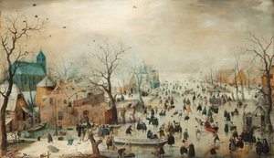 Német: Téli táj korcsolyázókkal Téli táj korcsolyázókkal alkotó: Hendrick Avercamp