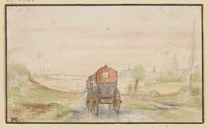 Országút vörös hintóval alkotó: Hendrick Avercamp