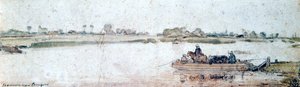 Folyói táj kötélkomppal, 17. század eleje. alkotó: Hendrick Avercamp