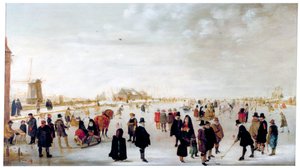 "Téli táj az IJssel folyón Kampen közelében", 1615. sz. alkotó: Hendrick Avercamp