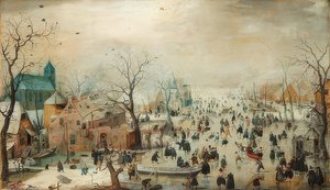 Téli táj korcsolyázókkal. 1608 körül