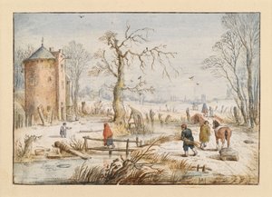 Téli táj kerek toronnyal alkotó: Hendrick Avercamp