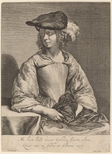 Lány tollas kalapban alkotó: Hendrick Bary after Gerard ter Borch the Younger