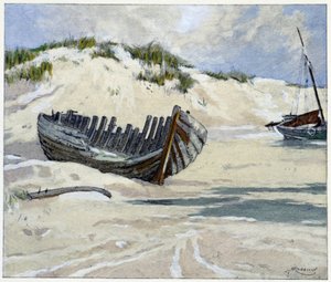 Szerencsehajók a dűnéken a „Garirlande des dunes”-ban, Emile Verhaeren, illusztrálta H. Cassiers, Art-H.Piazza, Párizs 1927.