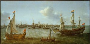 Kilátás az Ij-re Amszterdam közelében alkotó: Hendrick Cornelisz. Vroom