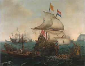 Holland hajók döngölték a spanyol gályákat az angol tengerparton, 1602. október 3