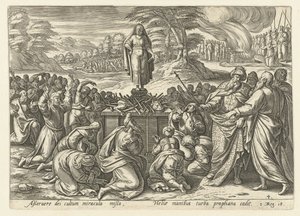 Illés versenyez Baal prófétáival Illés története (sorozat címe) alkotó: Hendrick Goltzius (rejected attribution)