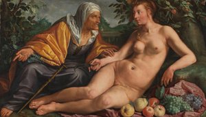 Vertumnus és Pomona alkotó: Hendrick Goltzius (signed by artist)