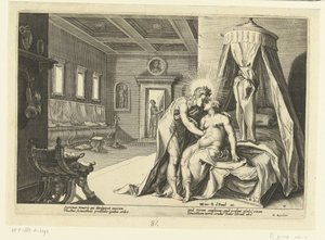Apolló elcsábítja Leucotheát Ovidius metamorfózisai (sorozat címe) alkotó: Hendrick Goltzius (workshop of)
