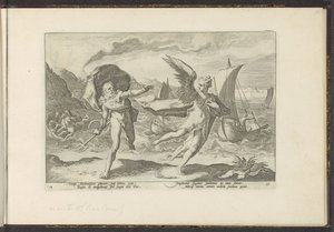 Cornix varjúvá változik Ovidius metamorfózisai (sorozat címe) P. Ovidius Naso újraalkotásai (sorozat címe) alkotó: Hendrick Goltzius (workshop of)