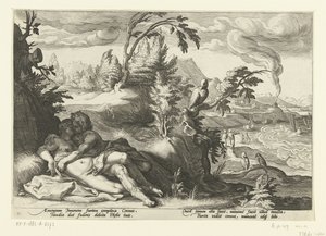 Corvus elkapja a lányt, Coronist Ovidius metamorfózisai (sorozat címe) alkotó: Hendrick Goltzius (workshop of)