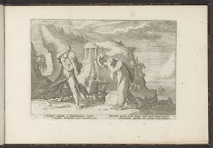 Deucalion és Pyrrha új emberi fajt hoznak létre Ovidius metamorfózisai (sorozat címe) P. Ovidius Naso rekreációi (sorozat címe) alkotó: Hendrick Goltzius (workshop of)
