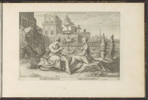 Juno Beroe képében közeledik Semeléhez Ovidius metamorfózisai (sorozat címe) P. Ovidius Naso újraalkotásai (sorozat címe) alkotó: Hendrick Goltzius (workshop of)