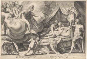 A Mars és a Vénusz meglepte Apolló Ovidius metamorfózisai (sorozat címe) alkotó: Hendrick Goltzius (workshop of)