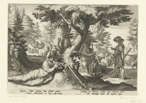 Mercury és Battus Ovidius Metamorfosen (sorozat címe) alkotó: Hendrick Goltzius (workshop of)