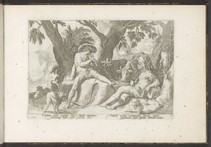 Mercury furulyázik Argusnak Ovidius metamorfózisai (sorozat címe) P. Ovidius Naso rekreációi (sorozat címe) alkotó: Hendrick Goltzius (workshop of)