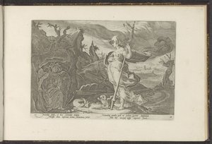 Minerva megkéri Envyt, hogy szítsa féltékenységét Aglaurosban Ovidius metamorfózisai (sorozat címe) P. Ovidius Naso újraalkotásai (sorozat címe) alkotó: Hendrick Goltzius (workshop of)
