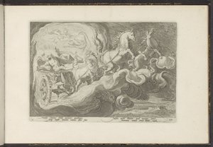 Phaethon apja szekerén ül Ovidius metamorfózisai (sorozat címe) P. Ovidius Naso újraalkotásai (sorozat címe) alkotó: Hendrick Goltzius (workshop of)