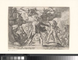 Harc az istenek és az óriások között Ovidius metamorfózisai (sorozat címe) alkotó: Hendrick Goltzius (workshop of)