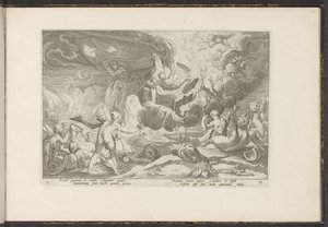 Val van Phaëthon Ovidius metamorfózisai (sorozat címe) A Herescheppingen van P. Ovidius Naso (sorozat címe) alkotó: Hendrick Goltzius (workshop of)