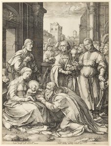 A háromkirályok imádása alkotó: Hendrick Goltzius