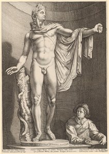 Belvederei Apollón, 3. lap a "Három ókori szobor Rómából" című műből alkotó: Hendrick Goltzius